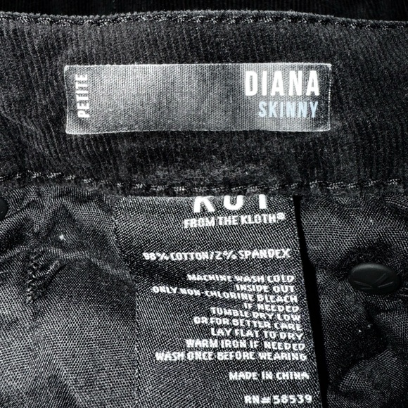 Kut from The Kloth Black Corduroy Black Diana Skinny Pants Size 12P - Picture 3 of 3